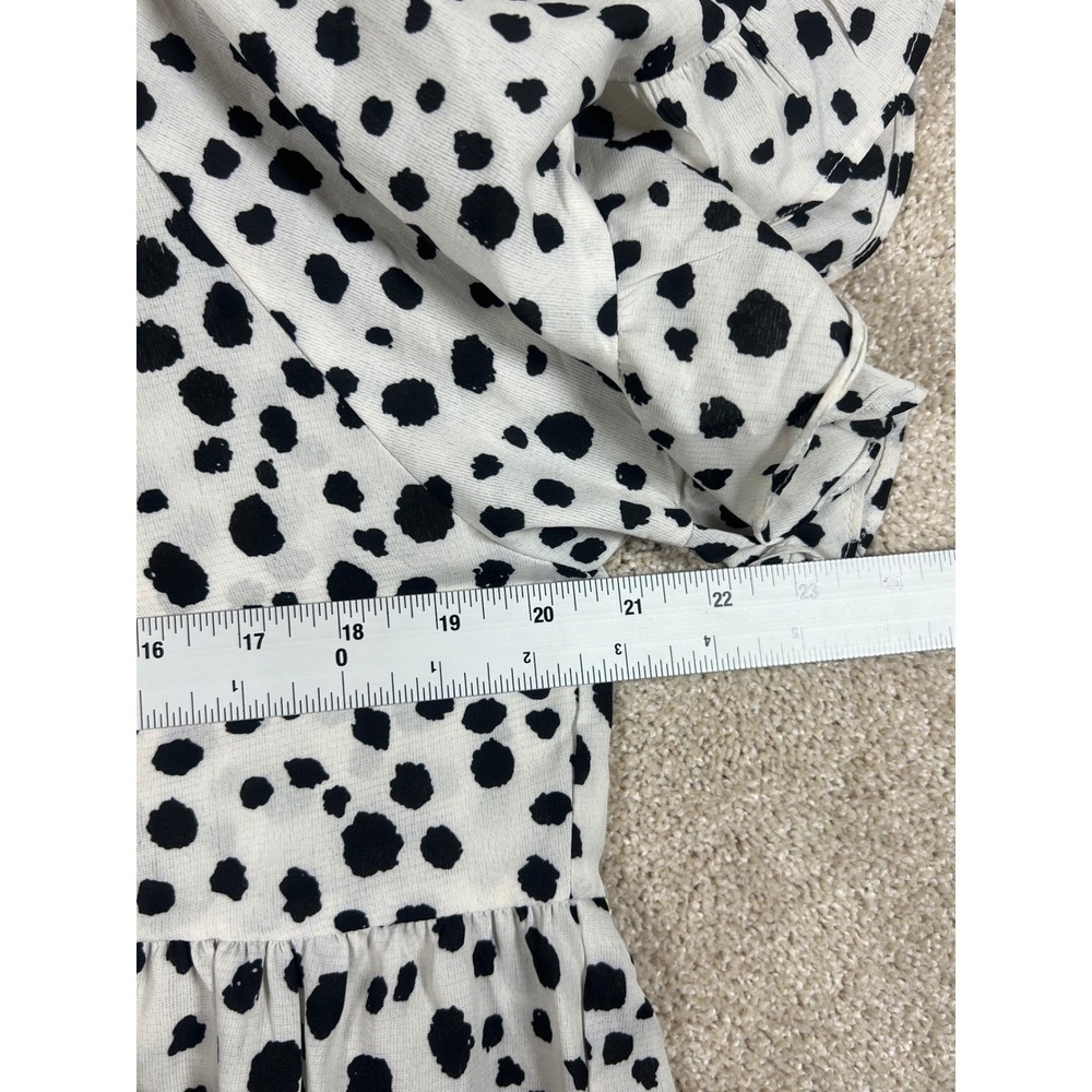 Umgee USA Mini Dress White‎ Black Spotted NWT Print Ruffle Sleeve Tiered BOHO S - Picture 7 of 7